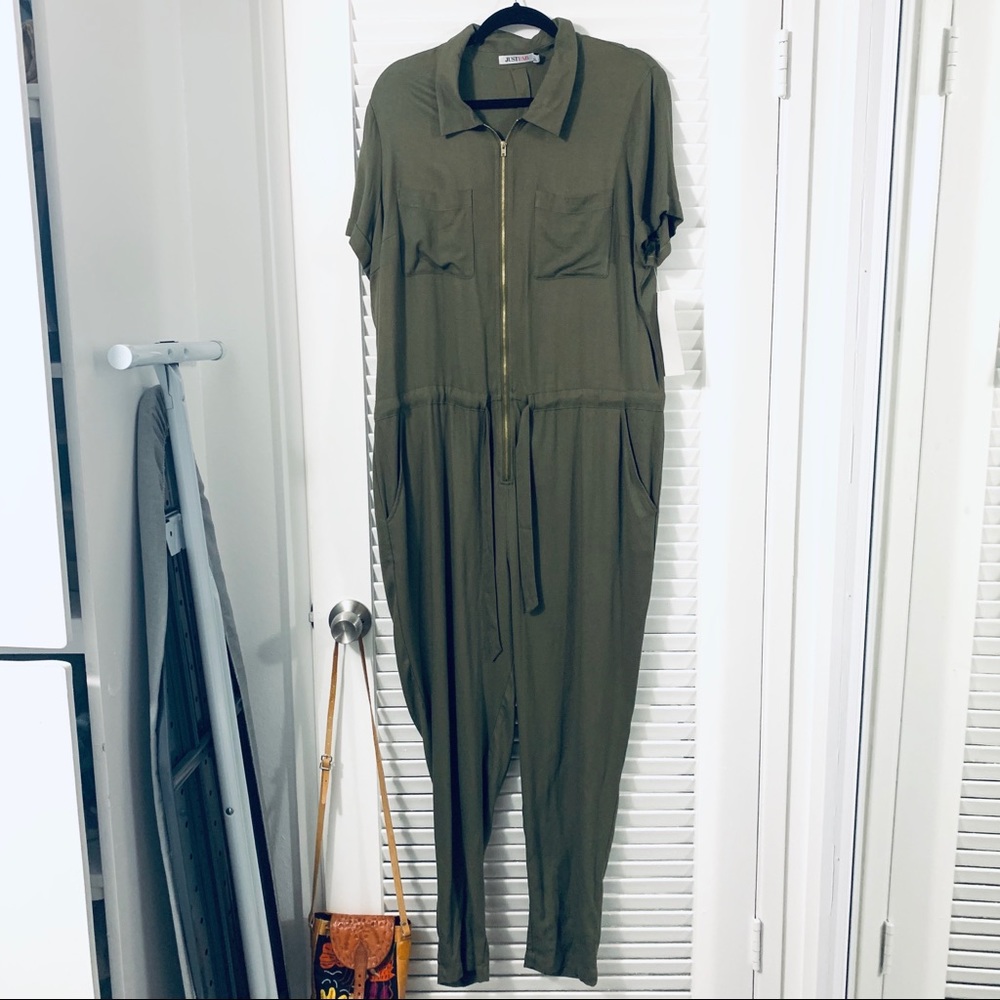 Justfab Olive Drawstring Jumpsuit